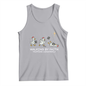 Christian Goose Christmas Tank Top Walking By Faith Tripping Constantly Funny Quote TS14 Athletic Heather Print Your Wear