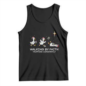 Christian Goose Christmas Tank Top Walking By Faith Tripping Constantly Funny Quote TS14 Black Print Your Wear