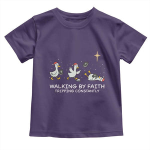 Christian Goose Christmas Toddler T Shirt Walking By Faith Tripping Constantly Funny Quote TS14 Purple Print Your Wear