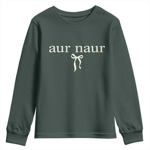 Aur Naur Youth Sweatshirt Funny Sarcastic Oh No Australian Accent TS14 Dark Forest Green Print Your Wear