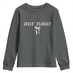 Aur Naur Youth Sweatshirt Funny Sarcastic Oh No Australian Accent TS14 Dark Heather Print Your Wear