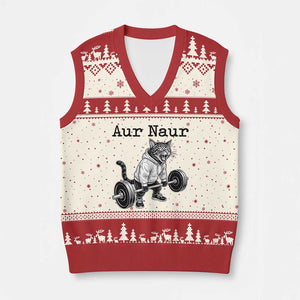 Aur Naur Raccoon Meme V-Neck Knit Sweater Vest Funny Sarcastic Oh No Australian Accent TS14 Beige Red Print Your Wear