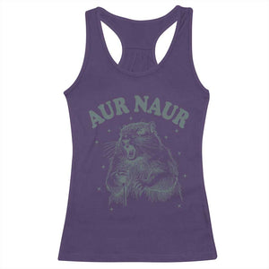 Aur Naur Groundhog Meme Racerback Tank Top Funny Sarcastic Oh No Australian Accent TS14 Purple Print Your Wear