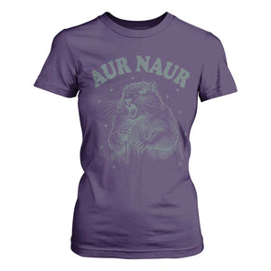 Aur Naur Groundhog Meme T Shirt For Women Funny Sarcastic Oh No Australian Accent TS14 Purple Print Your Wear