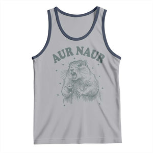 Aur Naur Groundhog Meme Tank Top Funny Sarcastic Oh No Australian Accent TS14 Athletic Heather Navy Print Your Wear