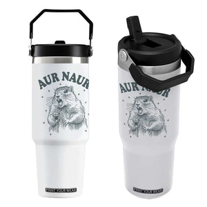 Aur Naur Groundhog Meme Flip Straw Tumbler Funny Sarcastic Oh No Australian Accent TS14 One Size: 30 oz White Print Your Wear