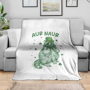 Aur Naur Raccoon St Patricks Day Throw Blanket Funny Sarcastic Oh No Australian Accent TS14 Print Your Wear