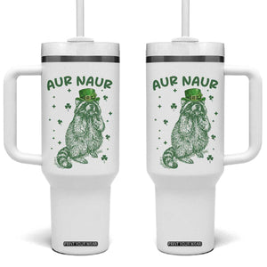 Aur Naur Raccoon St Patricks Day Tumbler With Handle Funny Sarcastic Oh No Australian Accent TS14 One Size: 40 oz White Print Your Wear