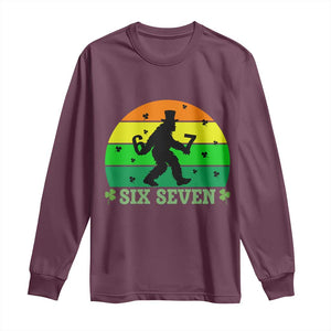 Aur Naur Bigfoot Meme Long Sleeve Shirt Funny Sasquatch Sarcastic Oh No Australian Accent TS14 Maroon Print Your Wear