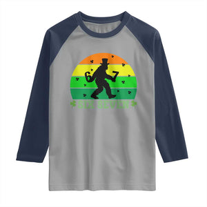 Aur Naur Bigfoot Meme Raglan Shirt Funny Sasquatch Sarcastic Oh No Australian Accent TS14 Sport Gray Navy Print Your Wear