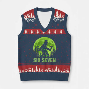 Funny Bigfoot St Patricks Day V-Neck Knit Sweater Vest Sasquatch Hiding Moon Forest Meme TS14 Navy Red Print Your Wear