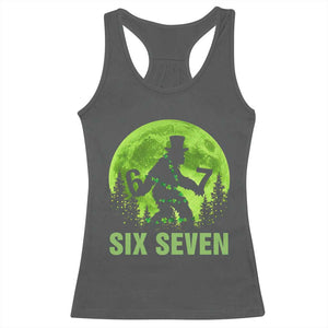Funny Bigfoot St Patricks Day Racerback Tank Top Sasquatch Hiding Moon Forest Meme TS14 Dark Heather Print Your Wear