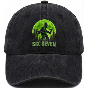 Funny Bigfoot St Patricks Day Washed Cotton Baseball Cap Sasquatch Hiding Moon Forest Meme TS14 Washed Cap Universal Fit Black Print Your Wear