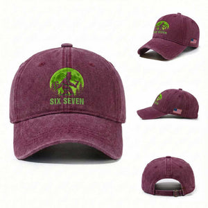 Funny Bigfoot St Patricks Day Washed Cotton Baseball Cap Sasquatch Hiding Moon Forest Meme TS14 Washed Cap Universal Fit Burgundy Print Your Wear