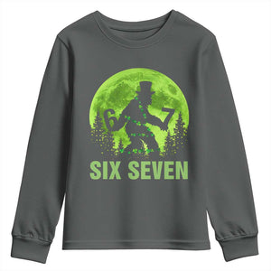 Funny Bigfoot St Patricks Day Youth Sweatshirt Sasquatch Hiding Moon Forest Meme TS14 Dark Heather Print Your Wear