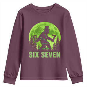 Funny Bigfoot St Patricks Day Youth Sweatshirt Sasquatch Hiding Moon Forest Meme TS14 Maroon Print Your Wear
