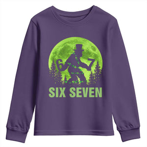 Funny Bigfoot St Patricks Day Youth Sweatshirt Sasquatch Hiding Moon Forest Meme TS14 Purple Print Your Wear
