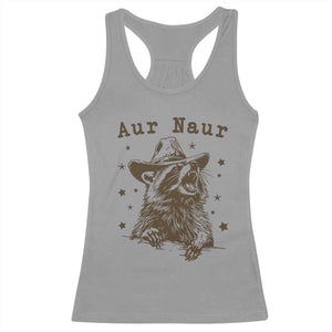 AUR Naur Cowboy Raccoon Racerback Tank Top Funny Sarcastic Oh No Australian Accent TS14 Sport Gray Print Your Wear