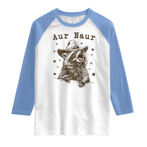 AUR Naur Cowboy Raccoon Raglan Shirt Funny Sarcastic Oh No Australian Accent TS14 White Carolina Blue Print Your Wear