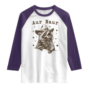 AUR Naur Cowboy Raccoon Raglan Shirt Funny Sarcastic Oh No Australian Accent TS14 White Purple Print Your Wear