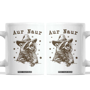 AUR Naur Cowboy Raccoon Coffee Mug Funny Sarcastic Oh No Australian Accent TS14 White Print Your Wear
