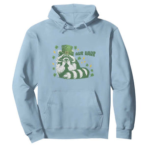 AUR Naur Raccoon St Patricks Day Meme Hoodie Funny Sarcastic Oh No Australian Accent TS14 Light Blue Print Your Wear