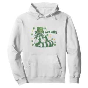 AUR Naur Raccoon St Patricks Day Meme Hoodie Funny Sarcastic Oh No Australian Accent TS14 White Print Your Wear