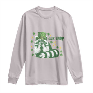 AUR Naur Raccoon St Patricks Day Meme Long Sleeve Shirt Funny Sarcastic Oh No Australian Accent TS14 Ice Gray Print Your Wear
