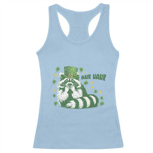 AUR Naur Raccoon St Patricks Day Meme Racerback Tank Top Funny Sarcastic Oh No Australian Accent TS14 Light Blue Print Your Wear