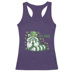 AUR Naur Raccoon St Patricks Day Meme Racerback Tank Top Funny Sarcastic Oh No Australian Accent TS14 Purple Print Your Wear
