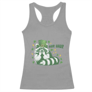 AUR Naur Raccoon St Patricks Day Meme Racerback Tank Top Funny Sarcastic Oh No Australian Accent TS14 Sport Gray Print Your Wear