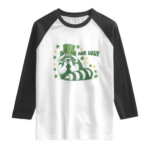 AUR Naur Raccoon St Patricks Day Meme Raglan Shirt Funny Sarcastic Oh No Australian Accent TS14 White Black Print Your Wear