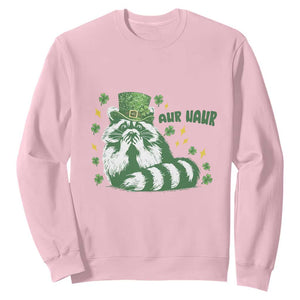 AUR Naur Raccoon St Patricks Day Meme Sweatshirt Funny Sarcastic Oh No Australian Accent TS14 Light Pink Print Your Wear
