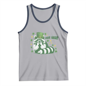 AUR Naur Raccoon St Patricks Day Meme Tank Top Funny Sarcastic Oh No Australian Accent TS14 Athletic Heather Navy Print Your Wear