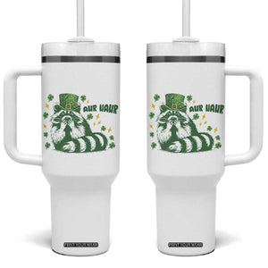 AUR Naur Raccoon St Patricks Day Meme Tumbler With Handle Funny Sarcastic Oh No Australian Accent TS14 One Size: 40 oz White Print Your Wear