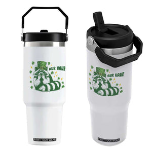 AUR Naur Raccoon St Patricks Day Meme Flip Straw Tumbler Funny Sarcastic Oh No Australian Accent TS14 One Size: 30 oz White Print Your Wear