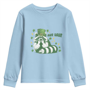 AUR Naur Raccoon St Patricks Day Meme Youth Sweatshirt Funny Sarcastic Oh No Australian Accent TS14 Light Blue Print Your Wear