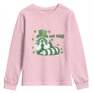AUR Naur Raccoon St Patricks Day Meme Youth Sweatshirt Funny Sarcastic Oh No Australian Accent TS14 Light Pink Print Your Wear