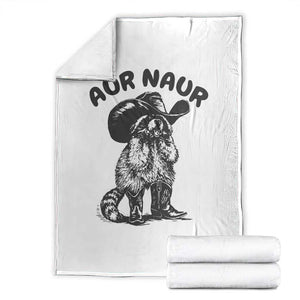 AUR Naur Cowboy Raccoon Meme Throw Blanket Funny Sarcastic Oh No Australian Accent TS14 White Print Your Wear
