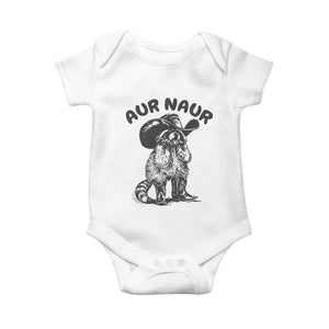 AUR Naur Cowboy Raccoon Meme Baby Onesie Funny Sarcastic Oh No Australian Accent TS14 White Print Your Wear