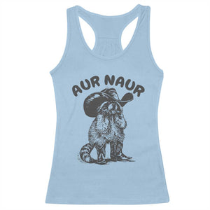 AUR Naur Cowboy Raccoon Meme Racerback Tank Top Funny Sarcastic Oh No Australian Accent TS14 Light Blue Print Your Wear