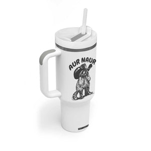 AUR Naur Cowboy Raccoon Meme Tumbler With Handle Funny Sarcastic Oh No Australian Accent TS14 Print Your Wear