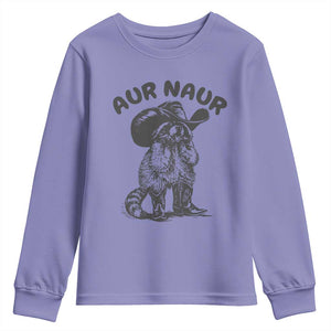 AUR Naur Cowboy Raccoon Meme Youth Sweatshirt Funny Sarcastic Oh No Australian Accent TS14 Violet Print Your Wear
