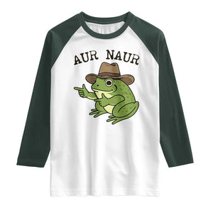 AUR Naur Cowboy Frog Meme Raglan Shirt Funny Sarcastic Oh No Australian Accent TS14 White Dark Forest Green Print Your Wear