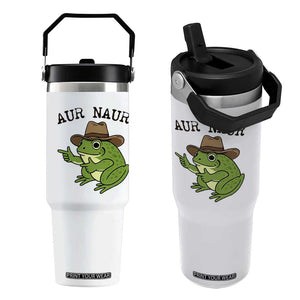 AUR Naur Cowboy Frog Meme Flip Straw Tumbler Funny Sarcastic Oh No Australian Accent TS14 One Size: 30 oz White Print Your Wear