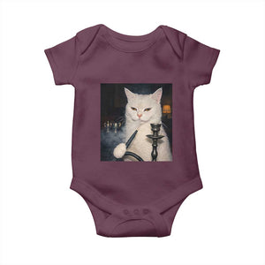 Funny Stoner Cat Baby Onesie 420 Stoner Smoking Cat Cannabis Lover Meme TS14 Maroon Print Your Wear