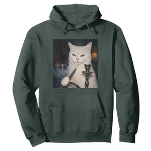 Funny Stoner Cat Hoodie 420 Stoner Smoking Cat Cannabis Lover Meme TS14 Dark Forest Green Print Your Wear