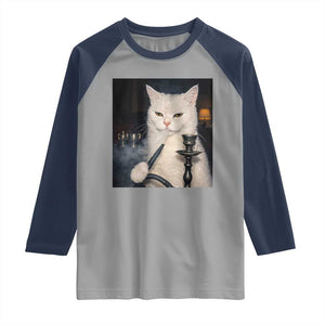 Funny Stoner Cat Raglan Shirt 420 Stoner Smoking Cat Cannabis Lover Meme TS14 Sport Gray Navy Print Your Wear