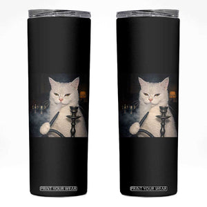 Funny Stoner Cat Skinny Tumbler 420 Stoner Smoking Cat Cannabis Lover Meme TS14 Black Print Your Wear