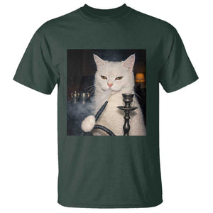 Funny Stoner Cat T Shirt 420 Stoner Smoking Cat Cannabis Lover Meme TS14 Dark Forest Green Print Your Wear